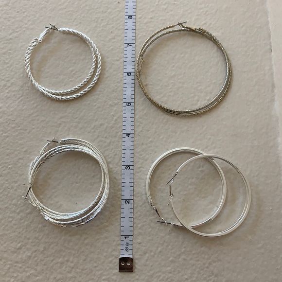 Set of 4 Large Hoop Earrings - Picture 2 of 8